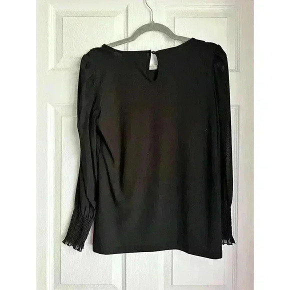 By Design top Women black Shimmer Floral Y2K long sheer sleeves size S - Picture 3 of 5